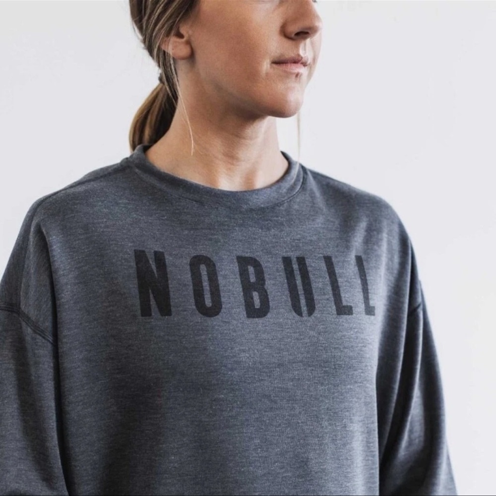 NOBULL Charcoal Gray Pullover Sweatshirt with Black Logo